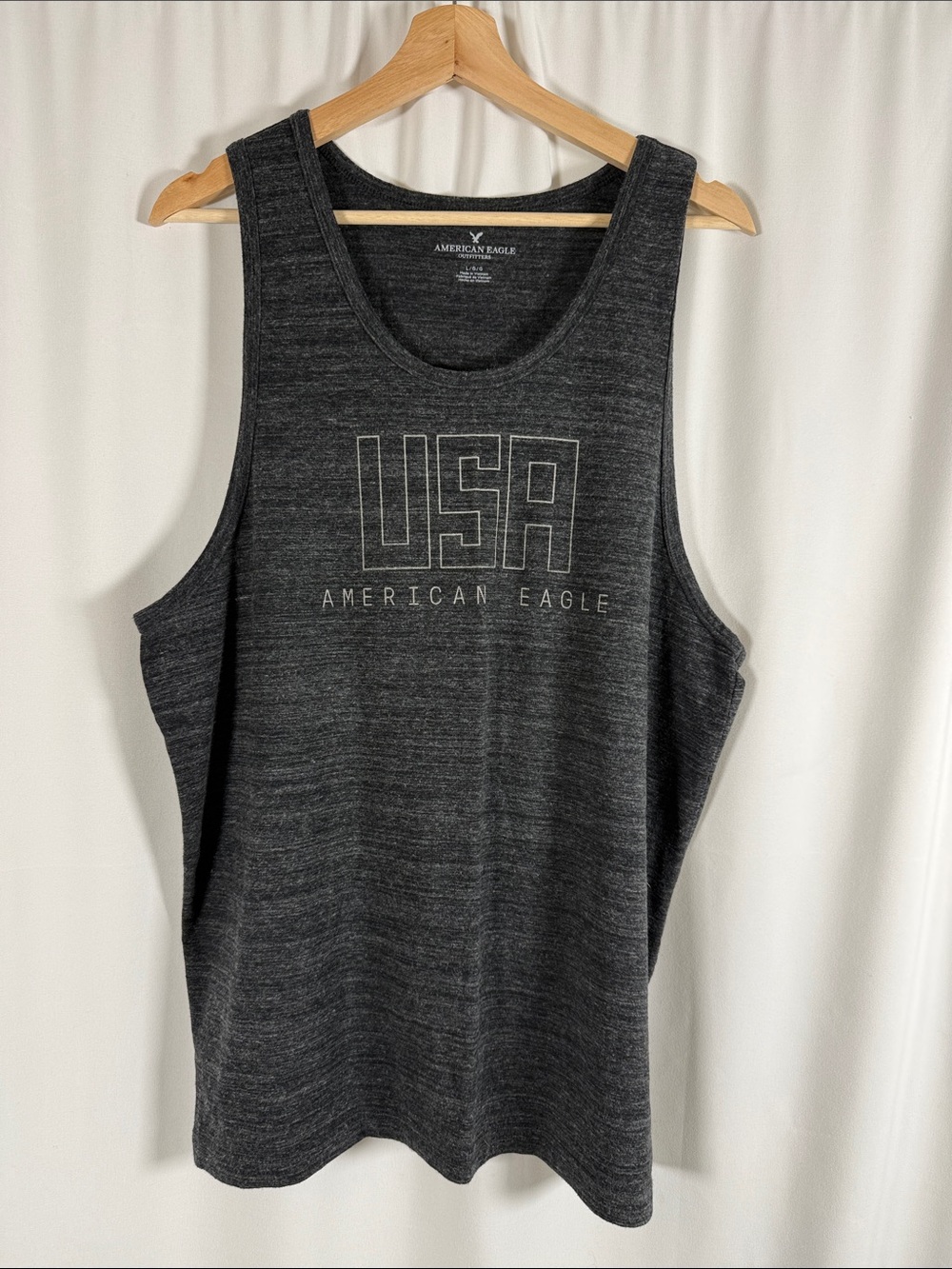 American Eagle Outfitters Charcoal Gray USA Graphic Tank